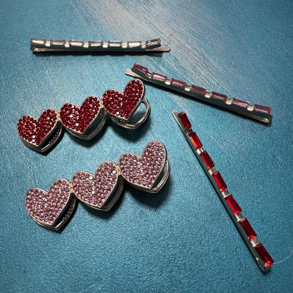 Heart and Bar Hair Clips Set - Picture 1 of 3